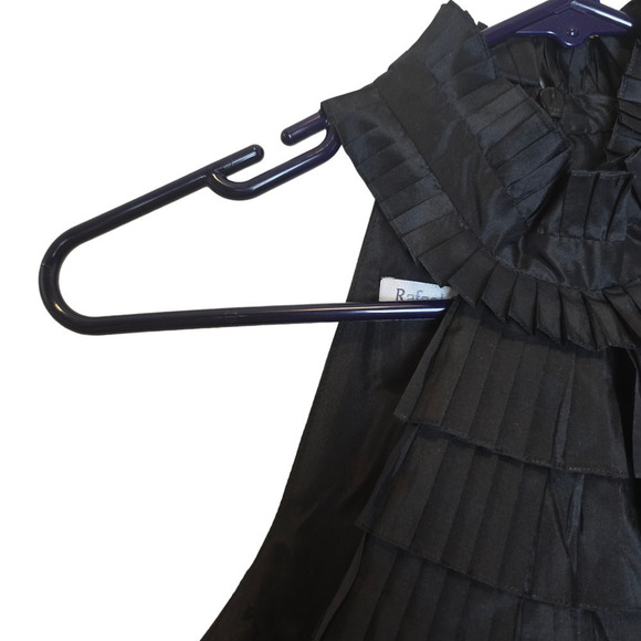 Rafael Cennamo Pleated Taffeta Sleeveless Halter Top Blouse Blac Size 6 small - Picture 2 of 7